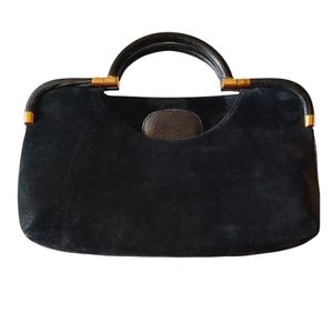 Judith Leiber Black Suede Evening Bag